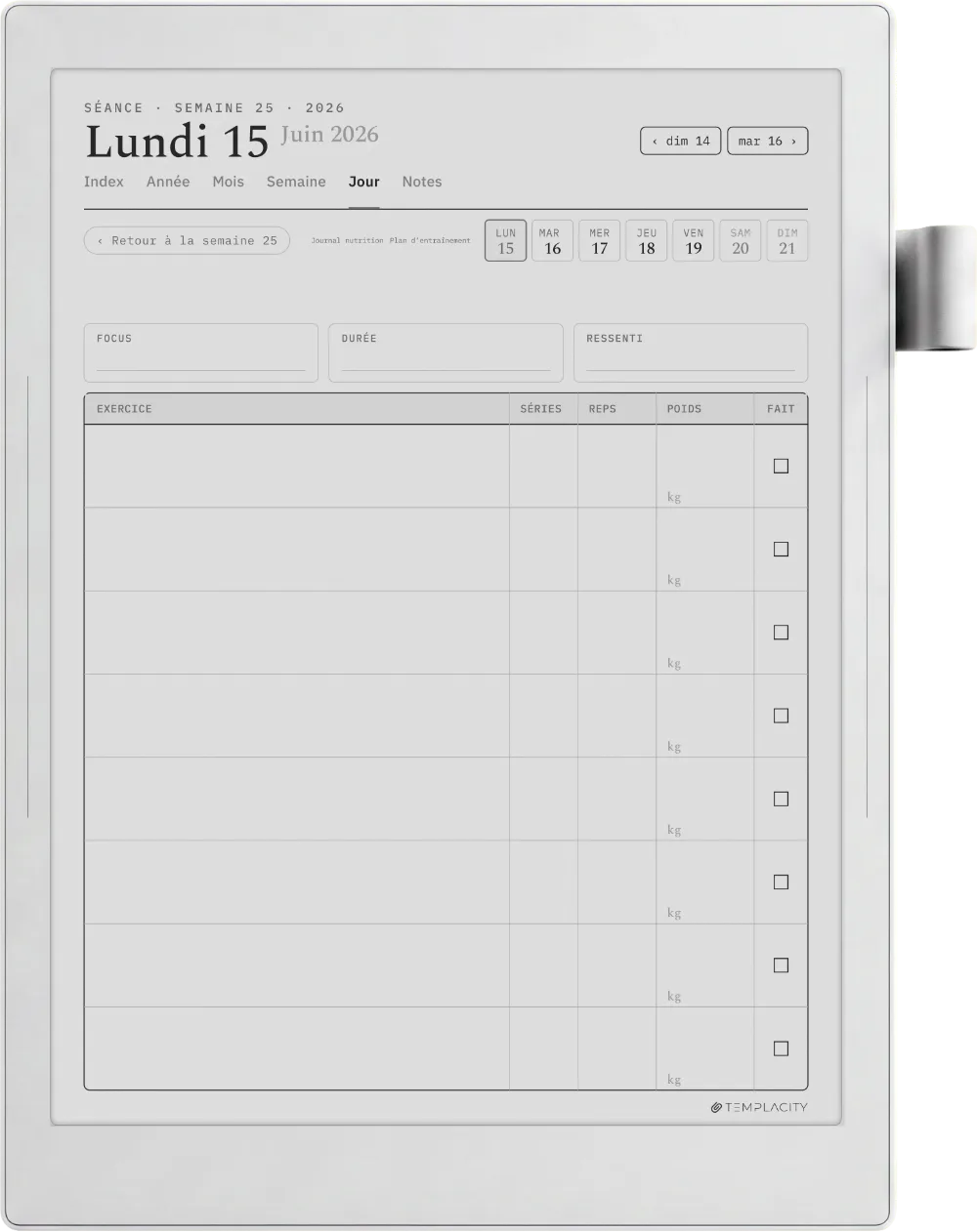 Le Planner Le journal de séances