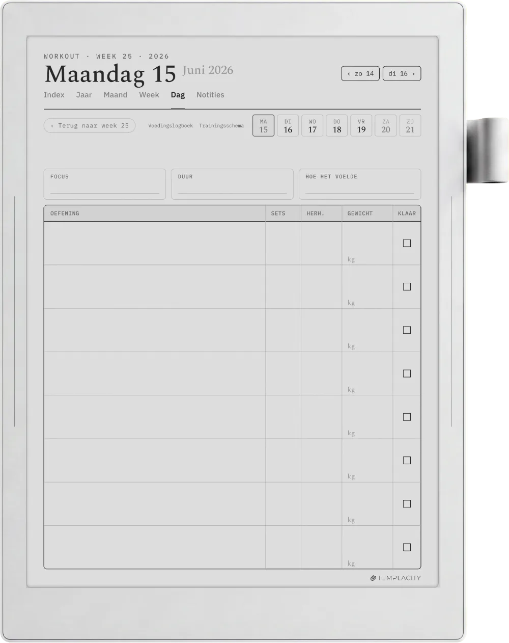 The Planner · Workout Supernote Manta pagina 1