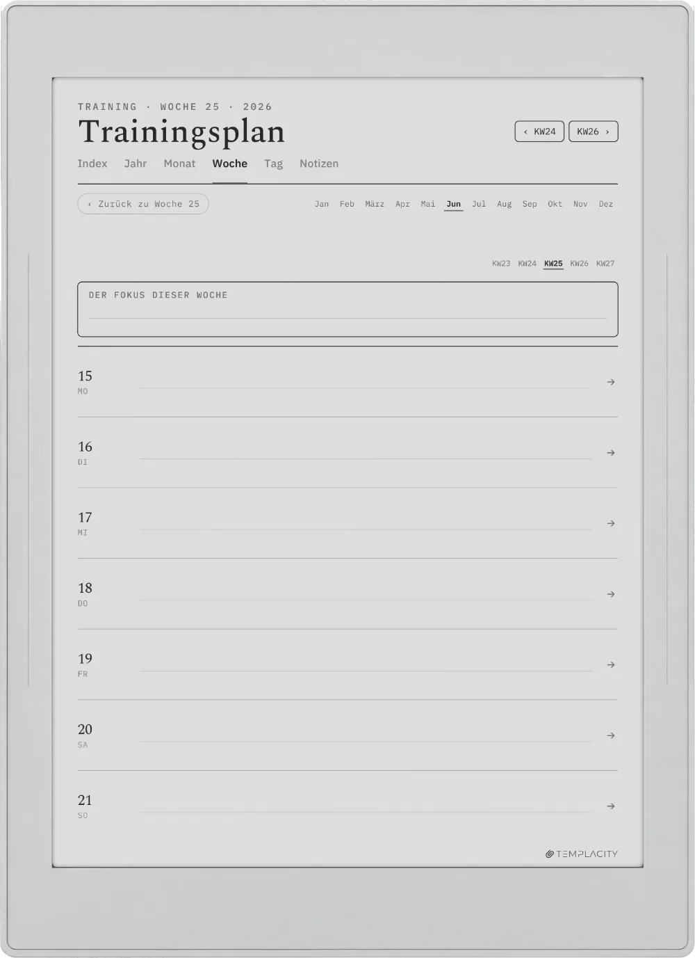 The Planner · Workout Supernote Nomad Seite 2
