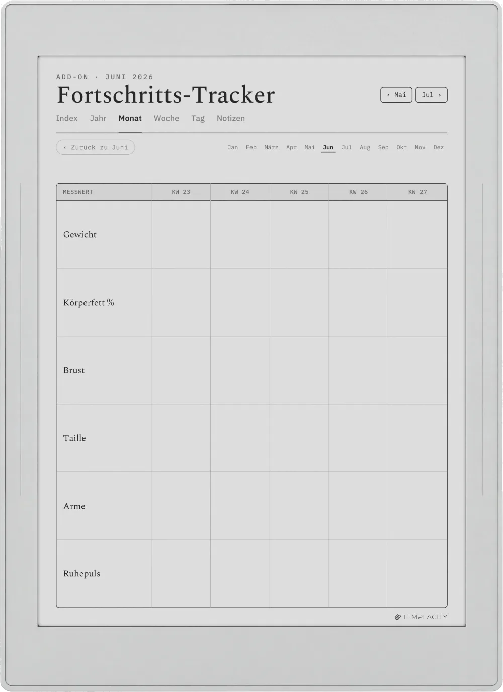 The Planner · Workout Supernote Nomad Seite 4
