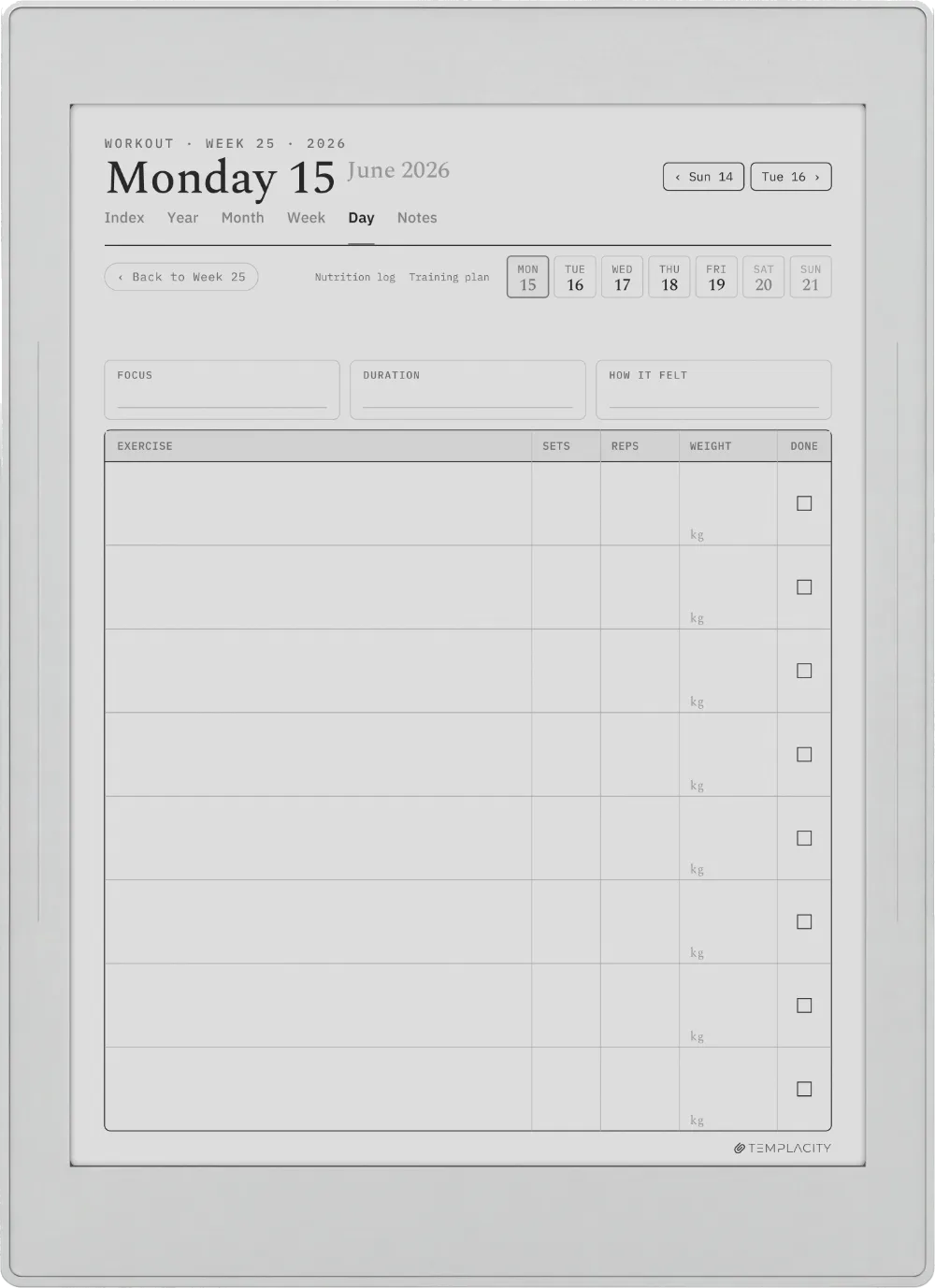 The Planner The Workout Log