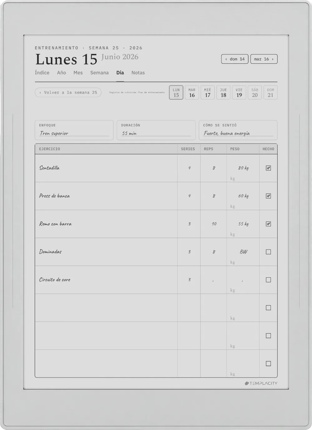 The Planner en el Supernote Nomad