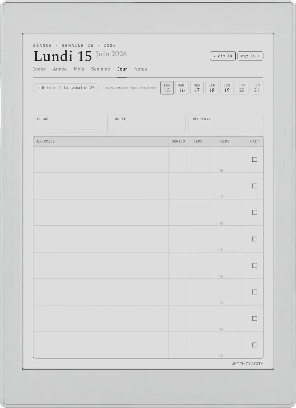 Le Planner Le journal de séances