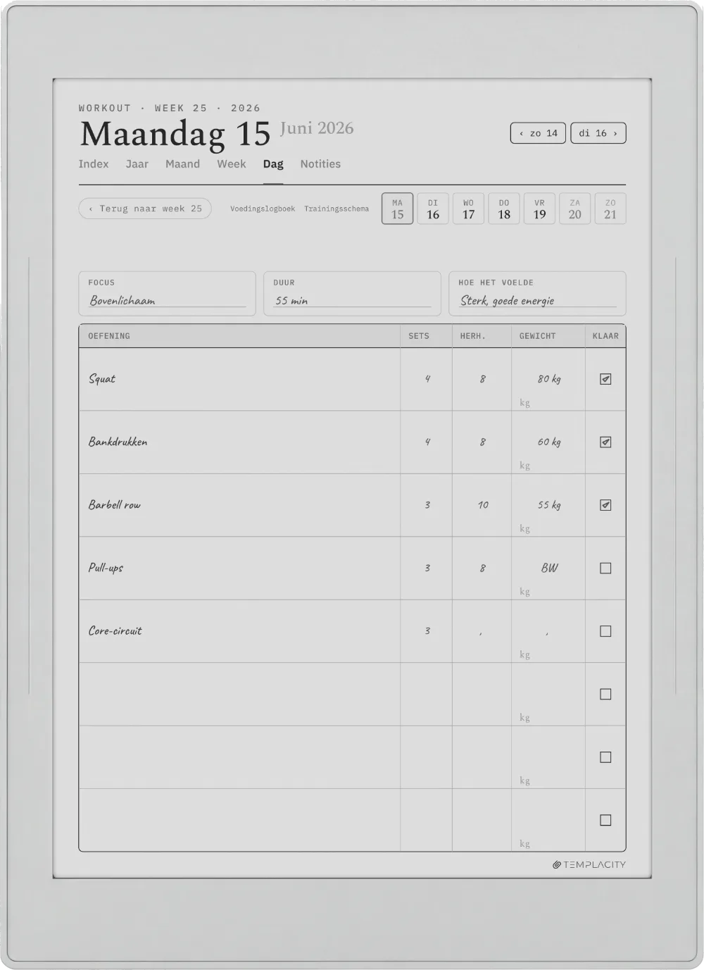 The Planner op de Supernote Nomad