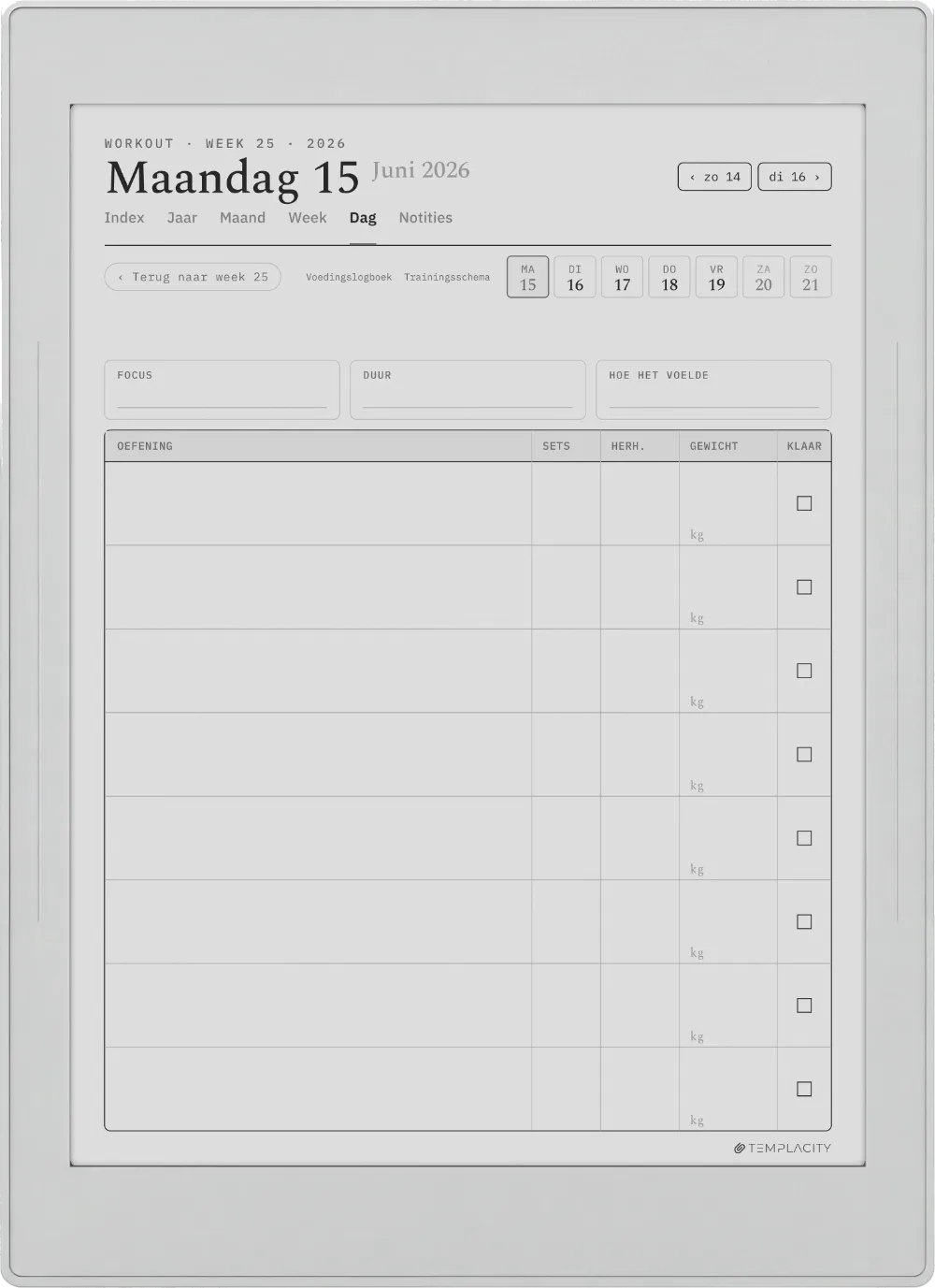 The Planner Het trainingslogboek