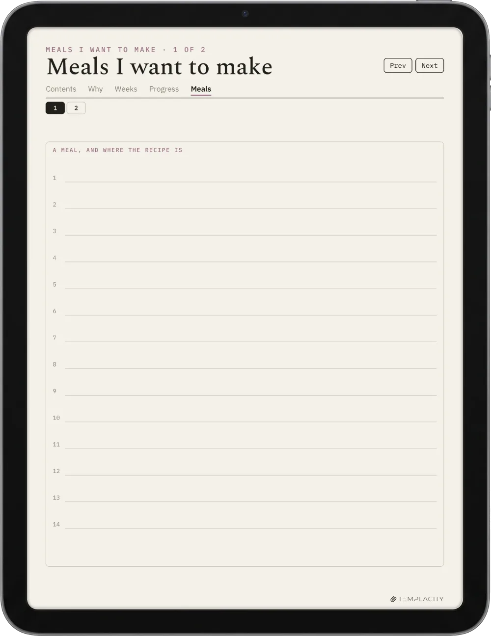 The Food Diary iPad page 9