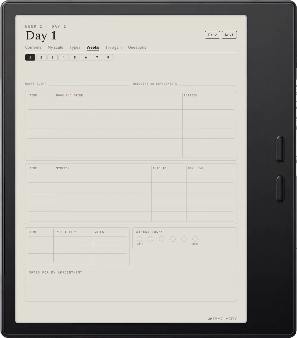 The Food & Symptom Diary Boox Go Color 7 (Gen II) page 6