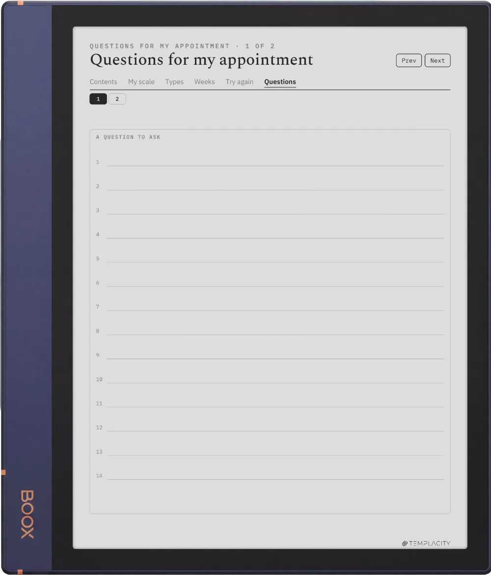 The Food & Symptom Diary Boox Note Air2 page 9