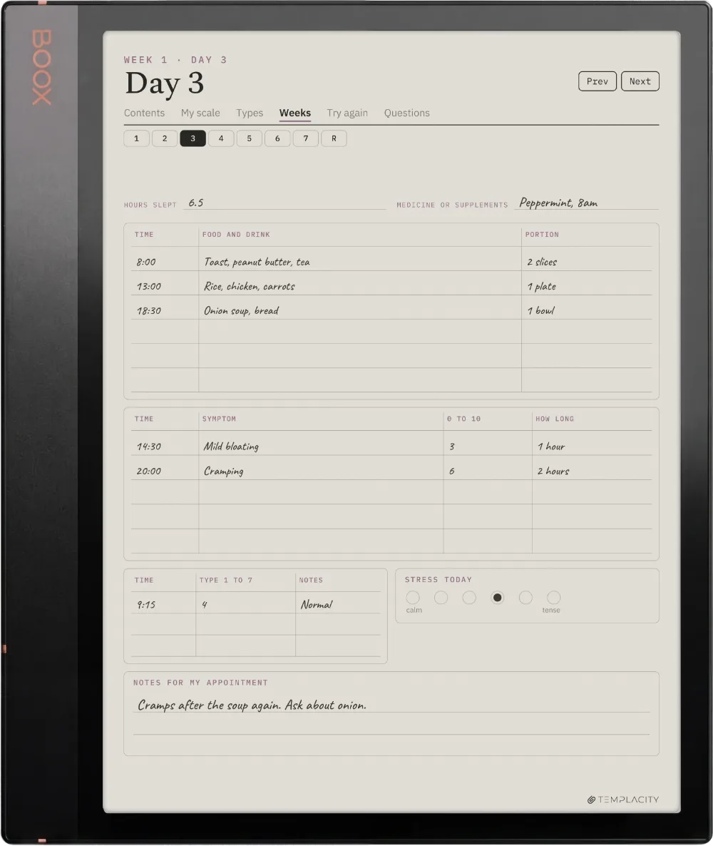 The Food & Symptom Diary Boox Note Air3 C Seite 1