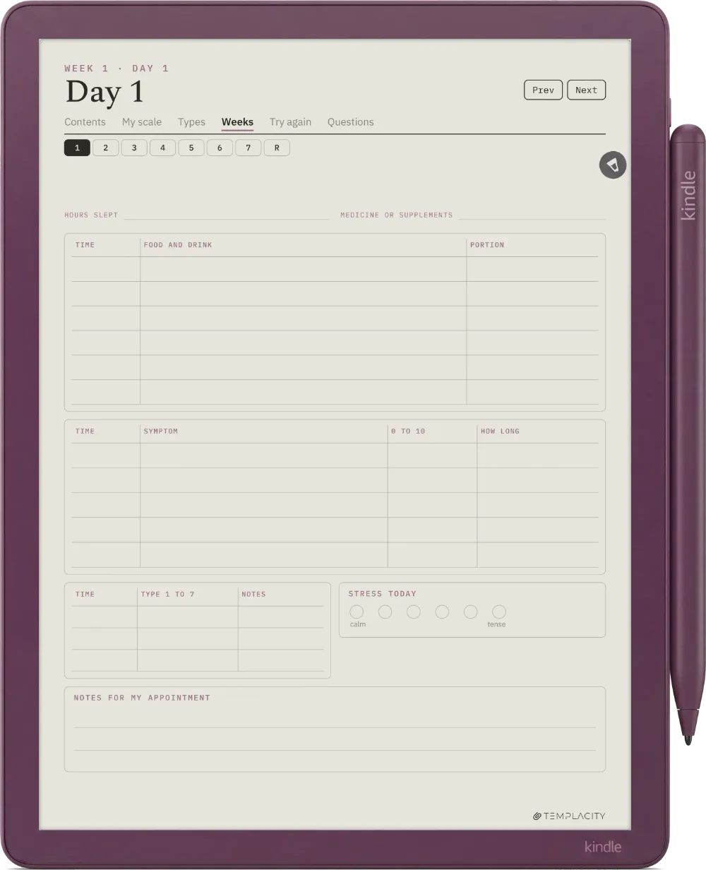 The Food & Symptom Diary Kindle Scribe Colorsoft page 6