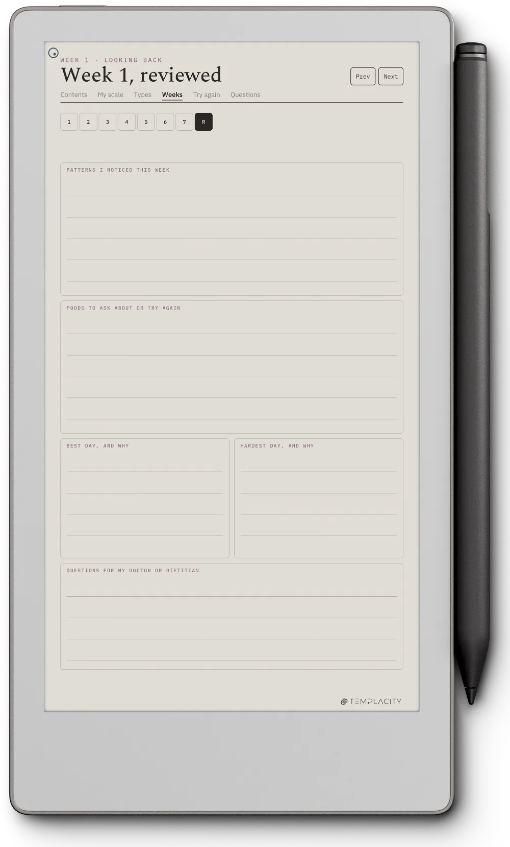 The Food & Symptom Diary reMarkable Paper Pro Move page 7