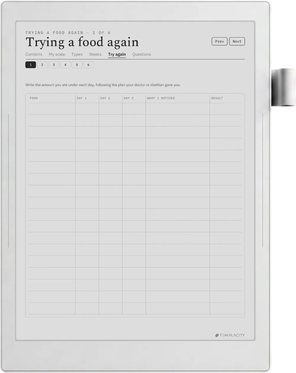 The Food & Symptom Diary Supernote Manta Seite 8