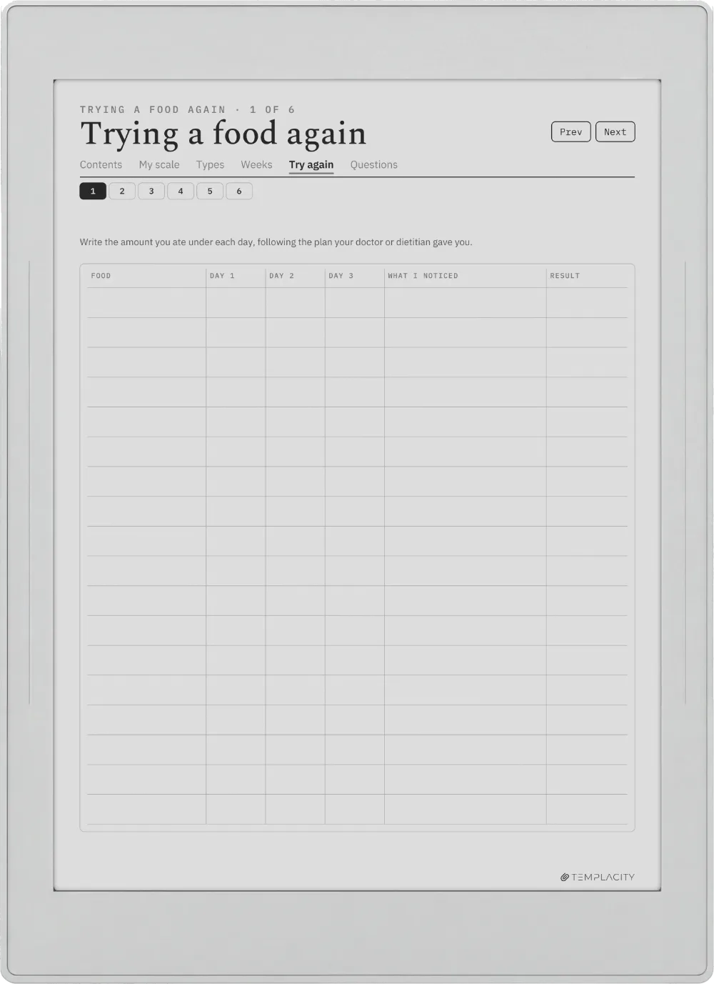 The Food & Symptom Diary Supernote Nomad page 8