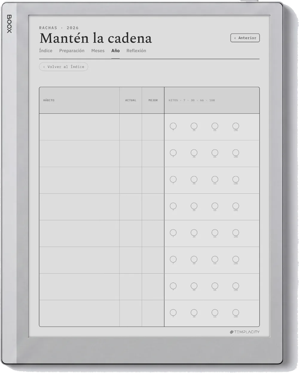 The Planner · Seguimiento de hábitos Boox Go 10.3 página 2