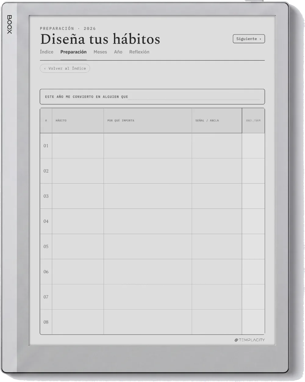 The Planner · Seguimiento de hábitos Boox Go 10.3 página 4