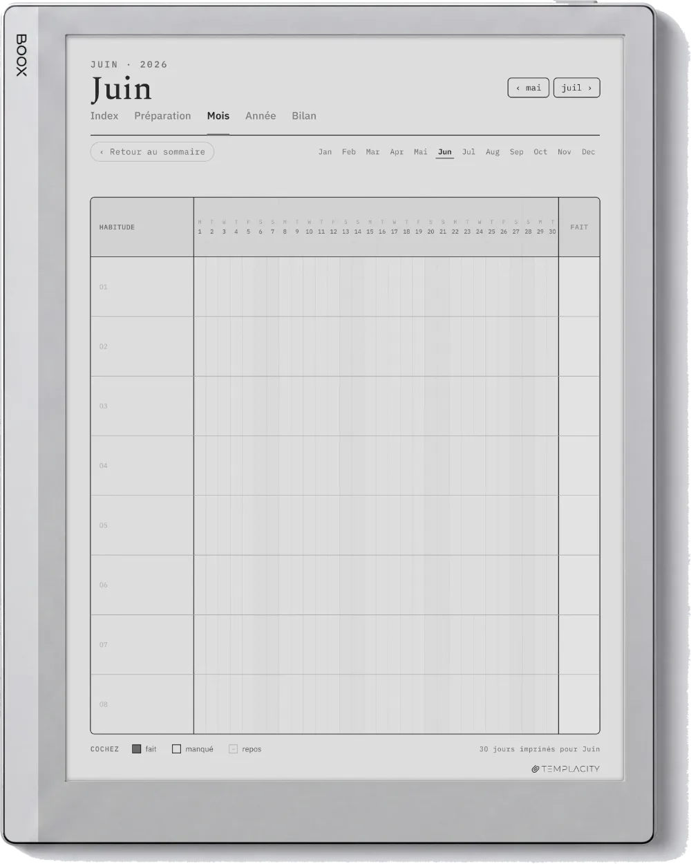 Le Planner Le mois