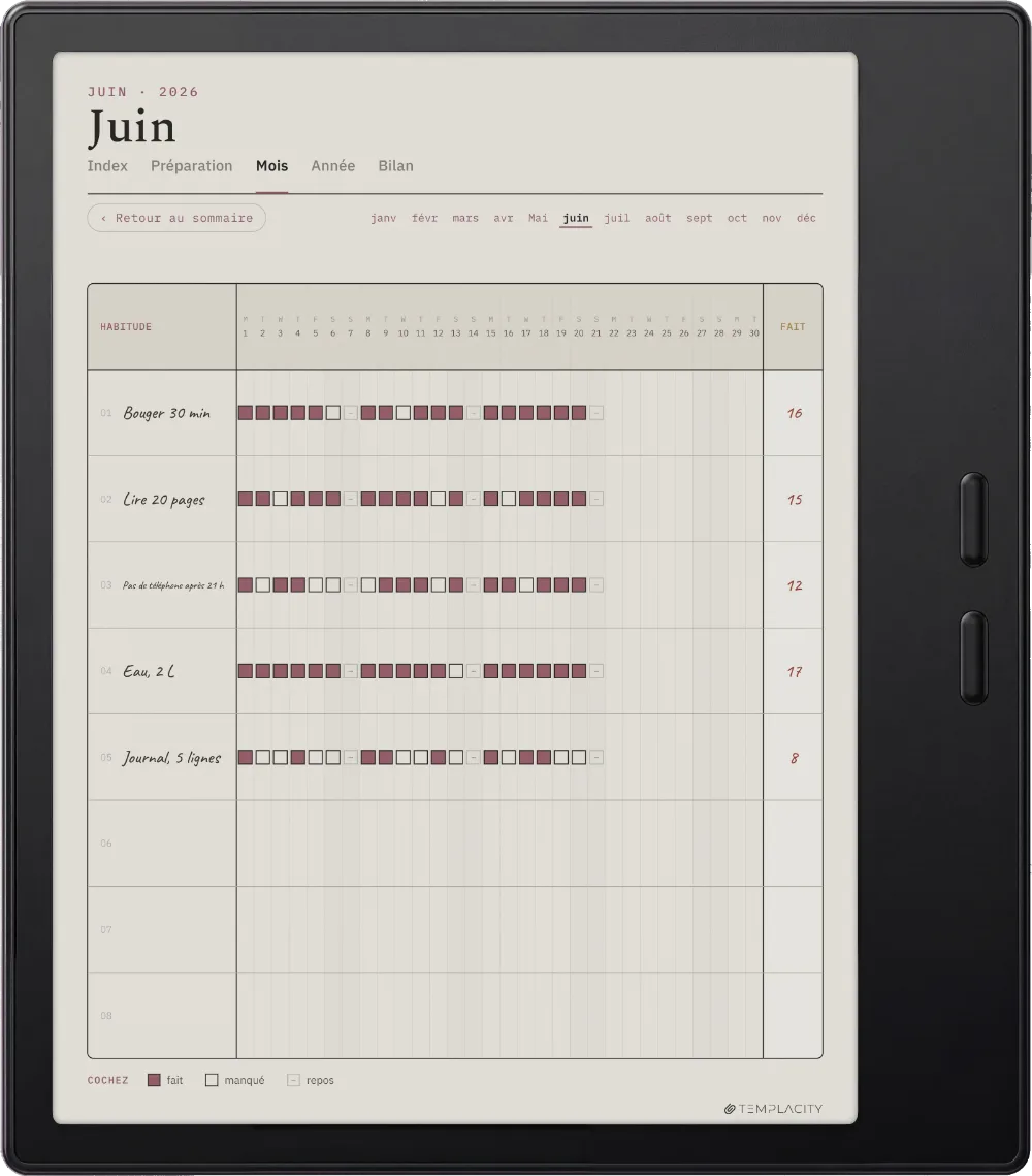 Le Planner sur la Boox Go Color 7 (Gen II)