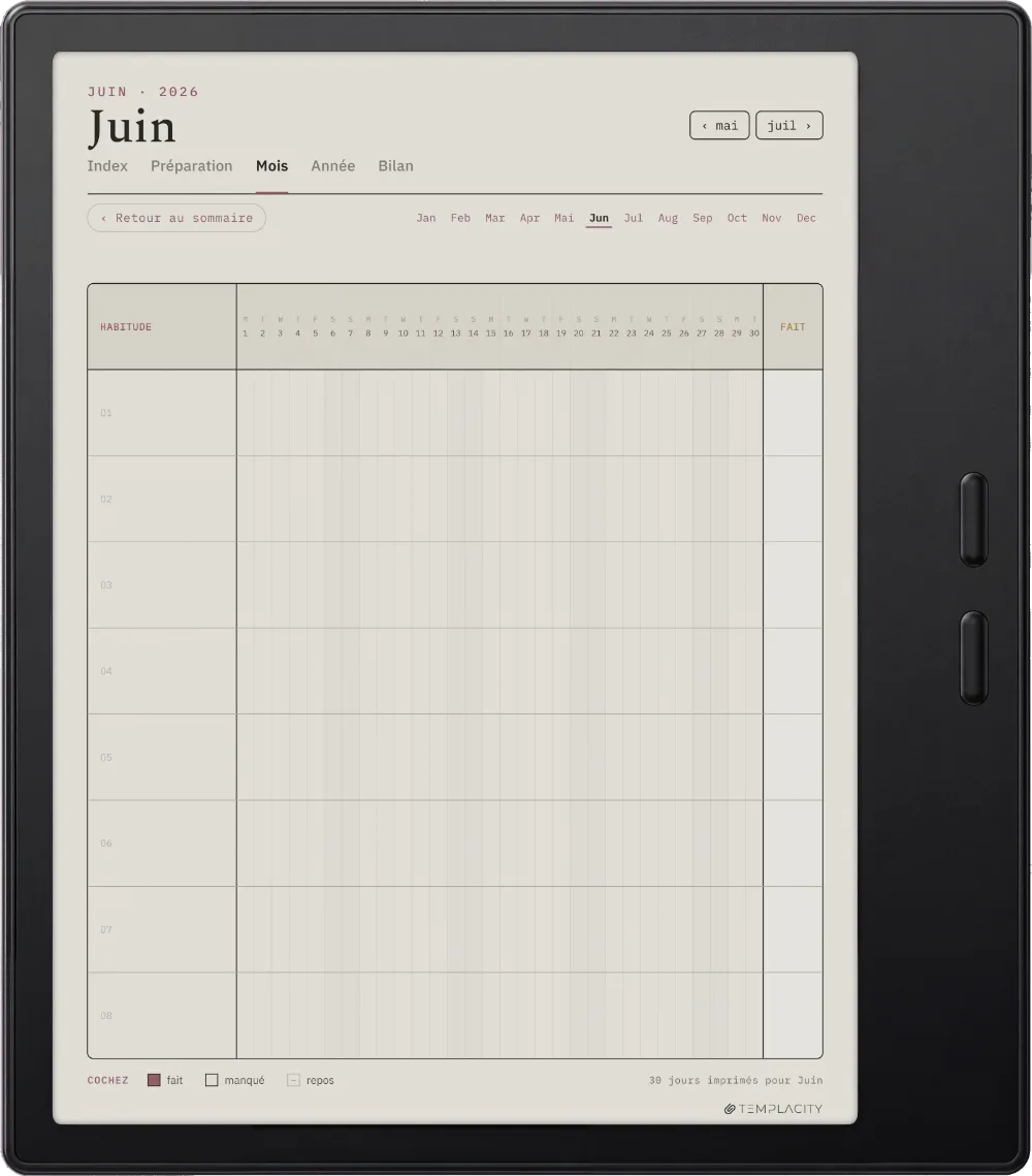 Le Planner Le mois