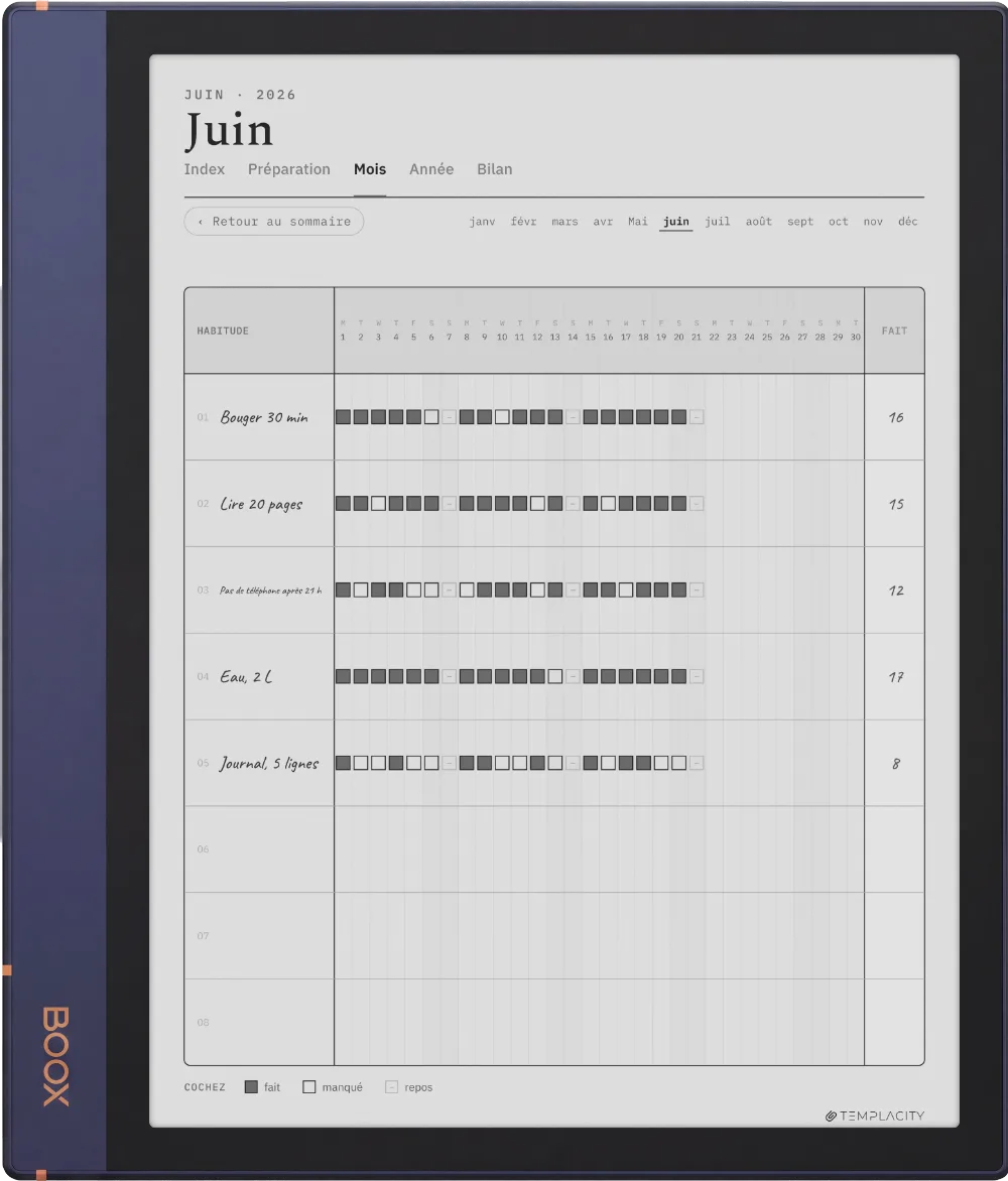 Le Planner sur la Boox Note Air2