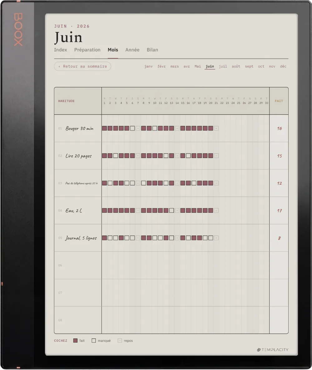 Le Planner sur la Boox Note Air3 C