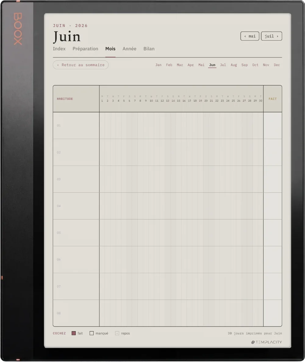 Le Planner Le mois