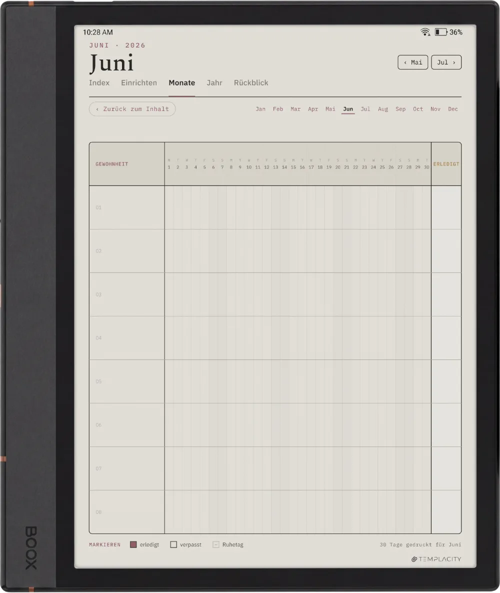 The Planner · Habit Tracker Boox Note Air4 C Seite 1