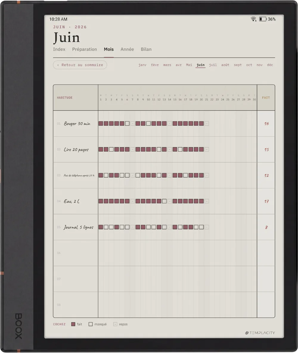 Le Planner sur la Boox Note Max