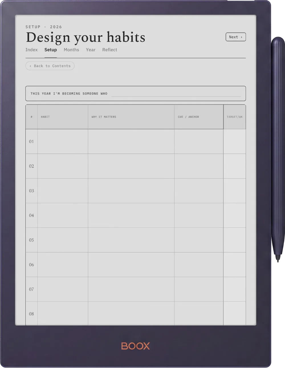 The Planner · Habit Tracker Boox Note5 page 4
