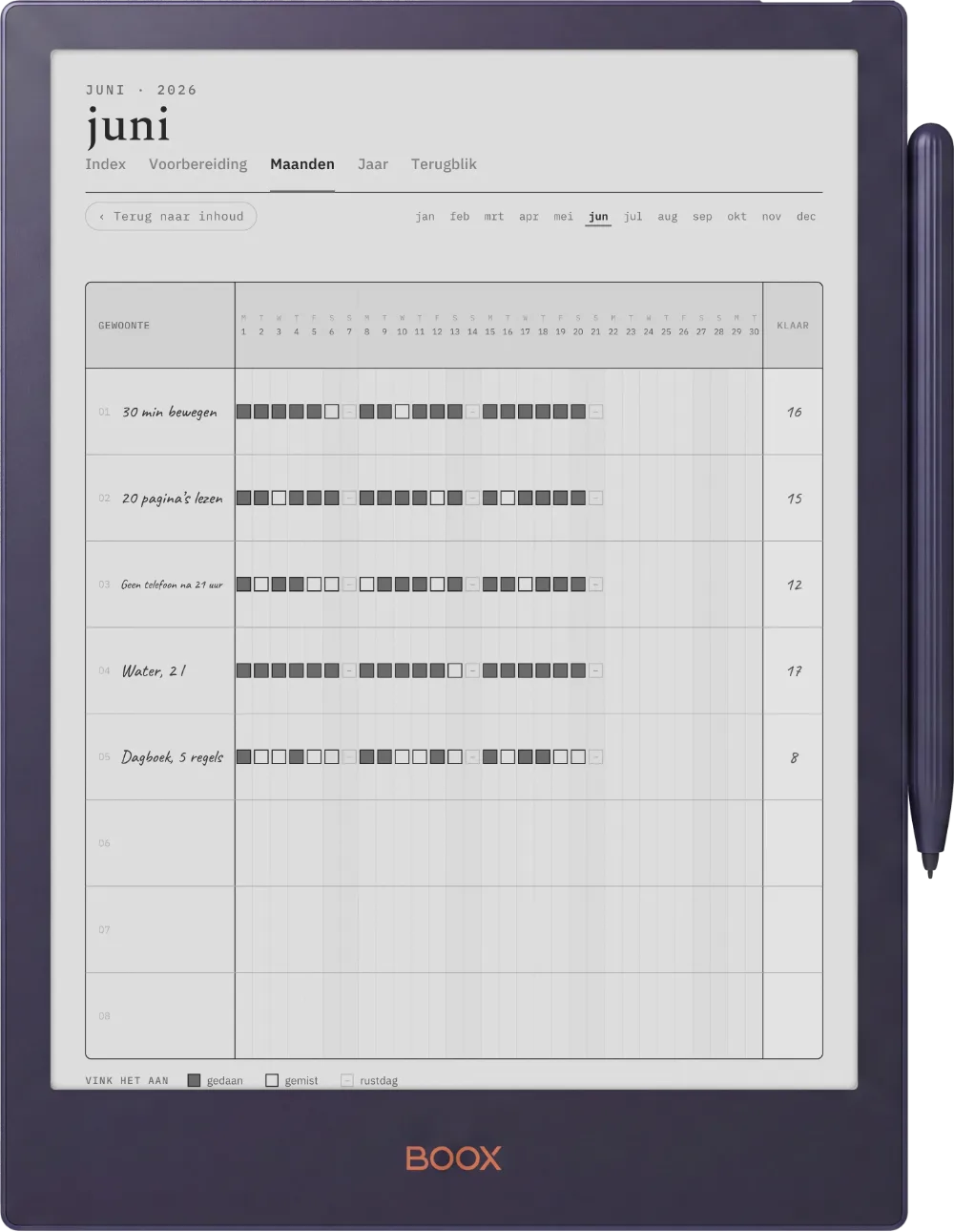The Planner op de Boox Note5