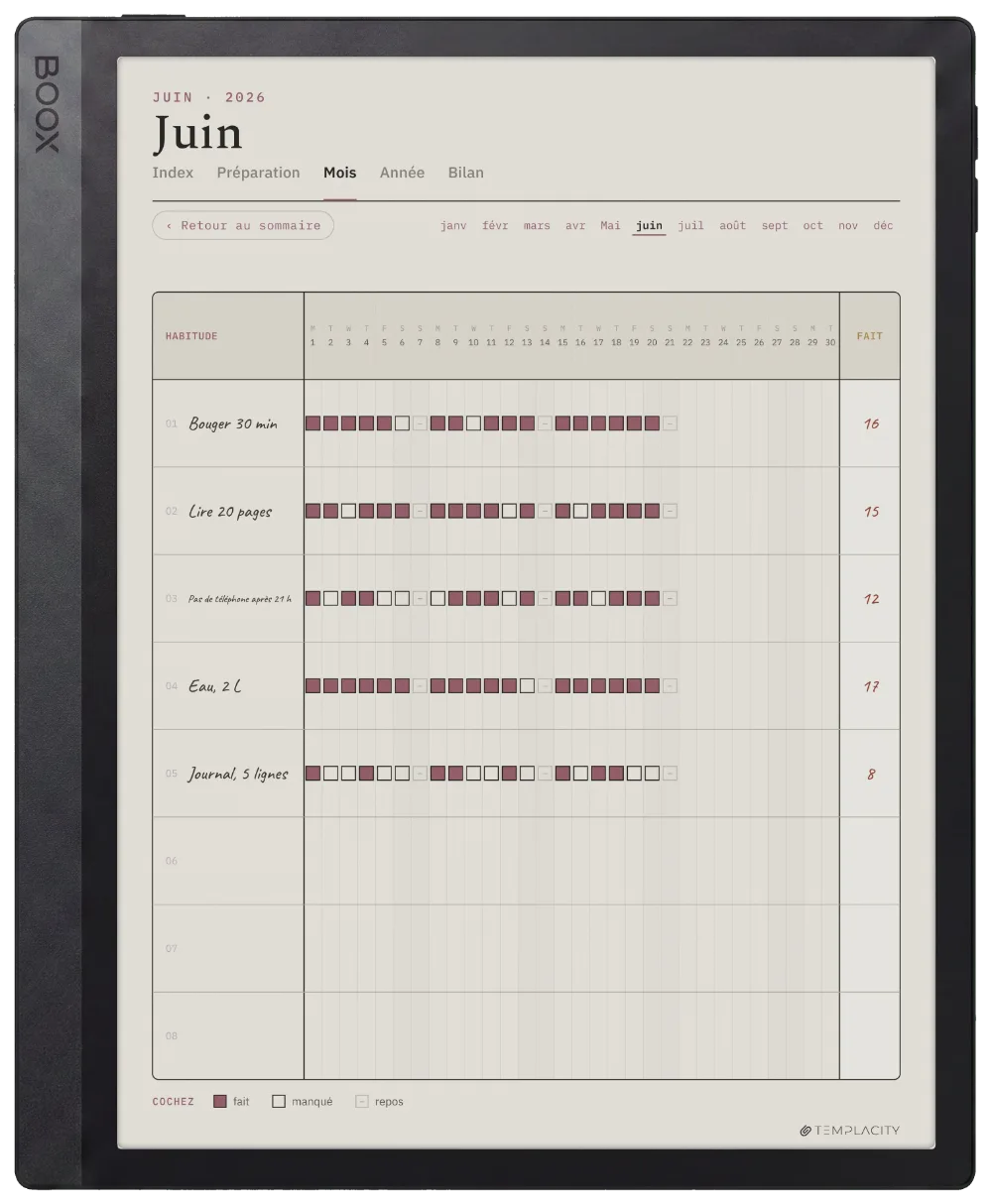 Le Planner sur la Boox Tab Ultra C Pro