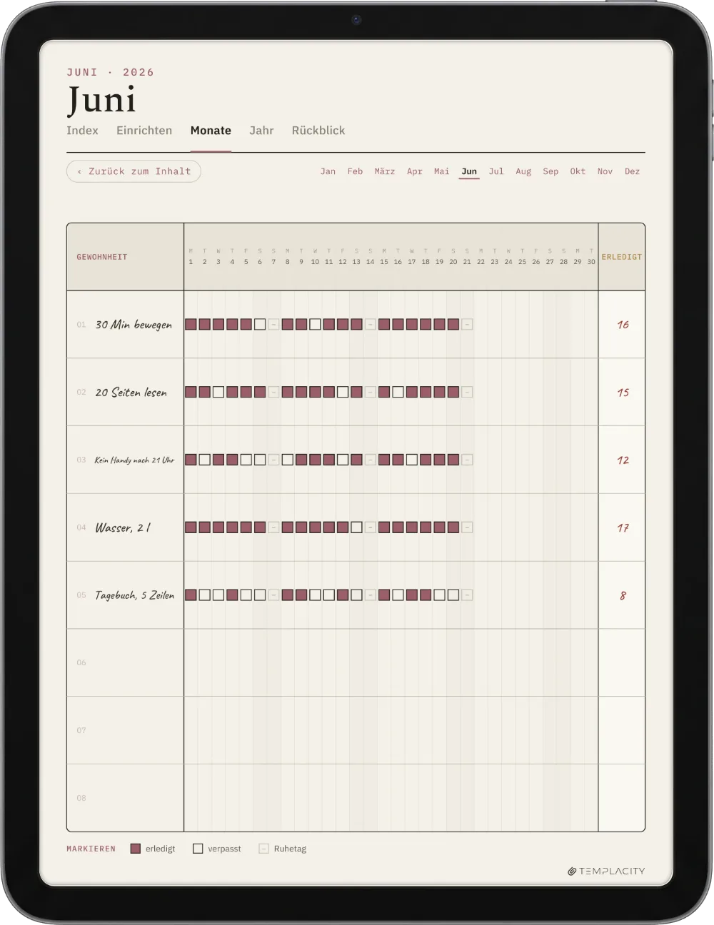 The Planner auf dem iPad