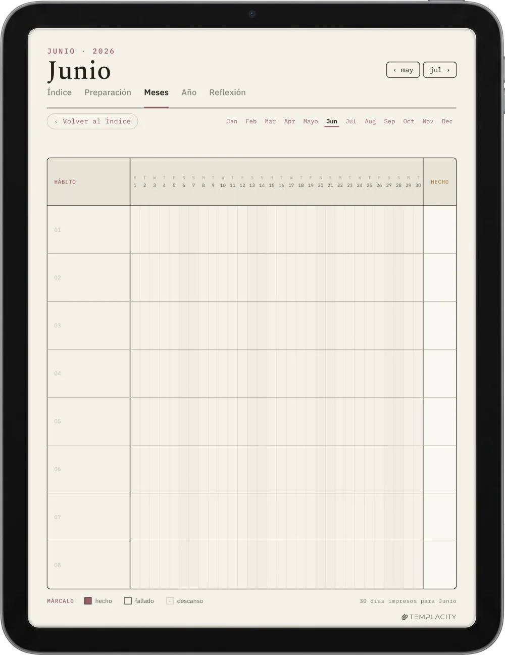 The Planner · Seguimiento de hábitos iPad página 1
