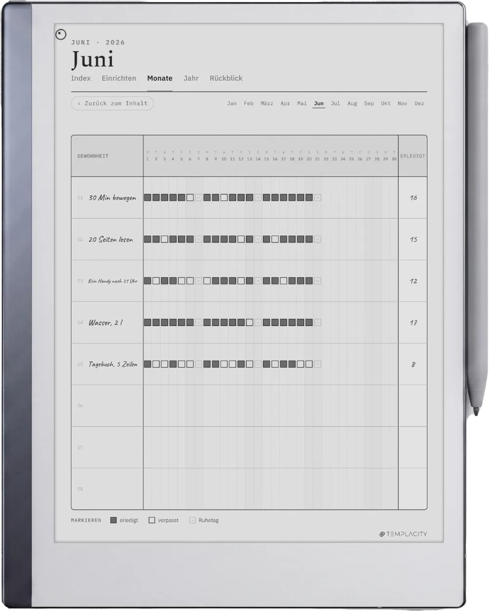 The Planner auf dem reMarkable 2