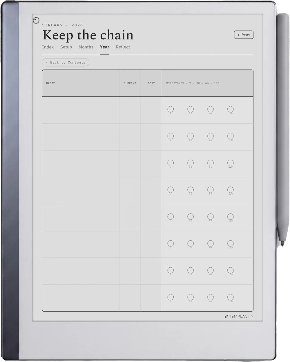 The Planner · Habit Tracker reMarkable 2 page 2
