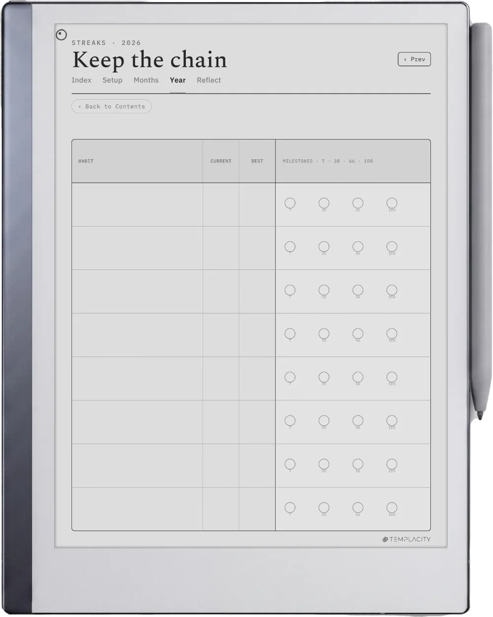 The Planner · Habit Tracker reMarkable 2 page 2