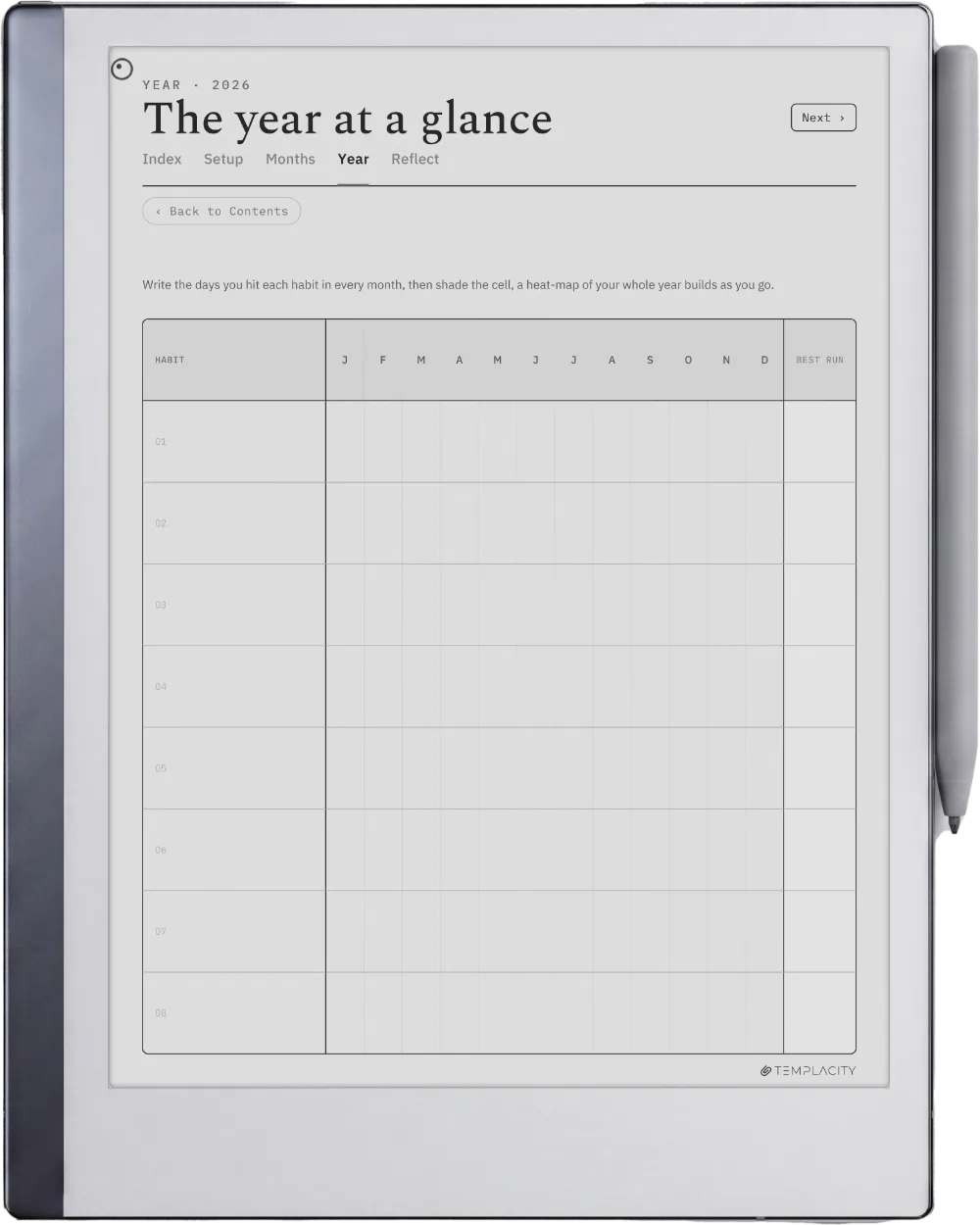 The Planner · Habit Tracker reMarkable 2 page 3