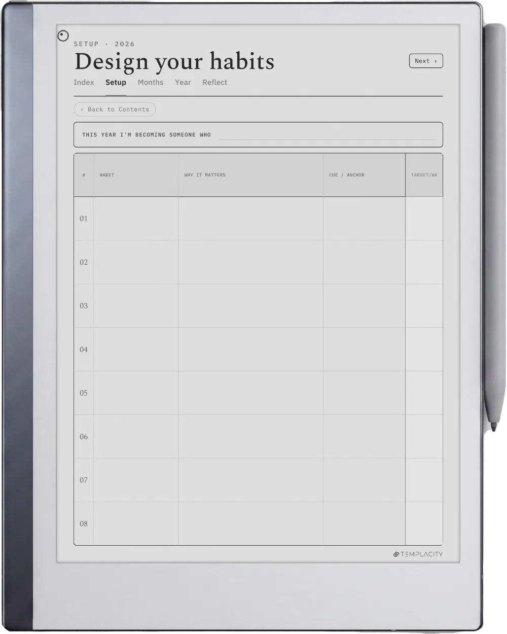 The Planner · Habit Tracker reMarkable 2 page 4
