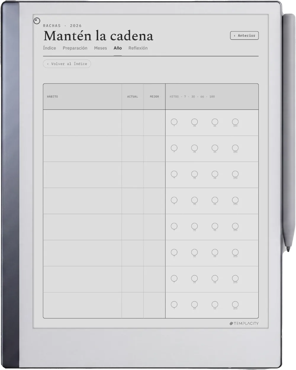 The Planner · Seguimiento de hábitos reMarkable 2 página 2