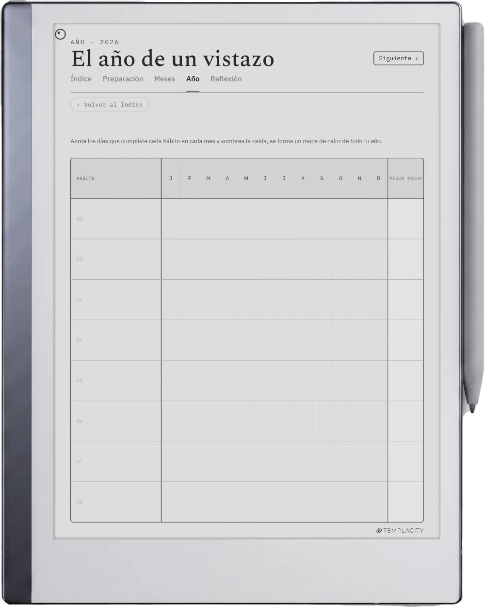 The Planner · Seguimiento de hábitos reMarkable 2 página 3