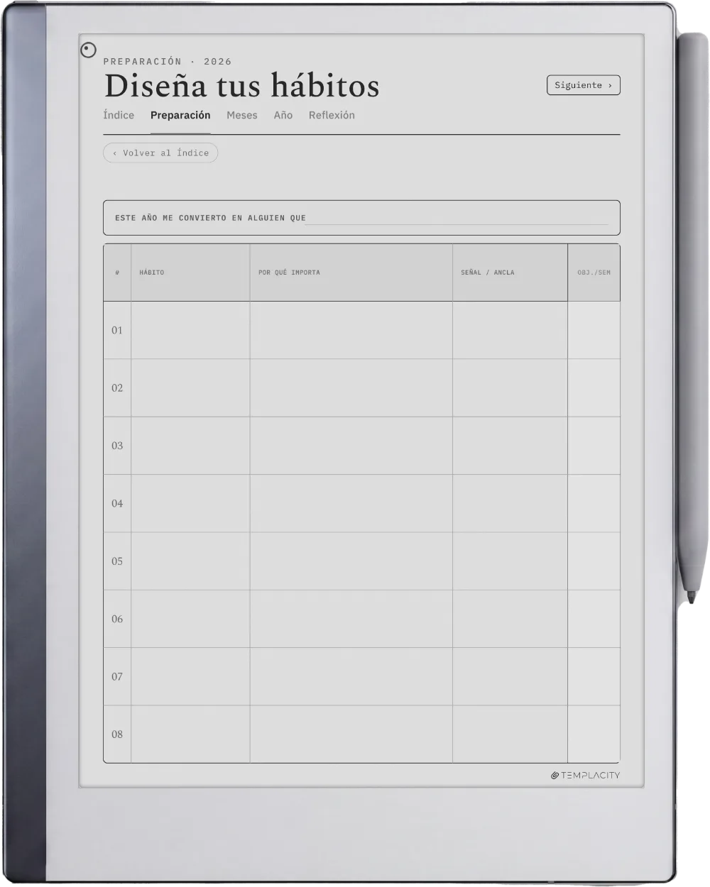 The Planner · Seguimiento de hábitos reMarkable 2 página 4