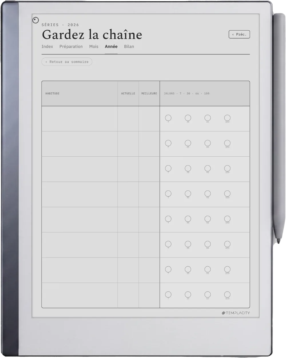 The Planner · Habit Tracker reMarkable 2 page 2