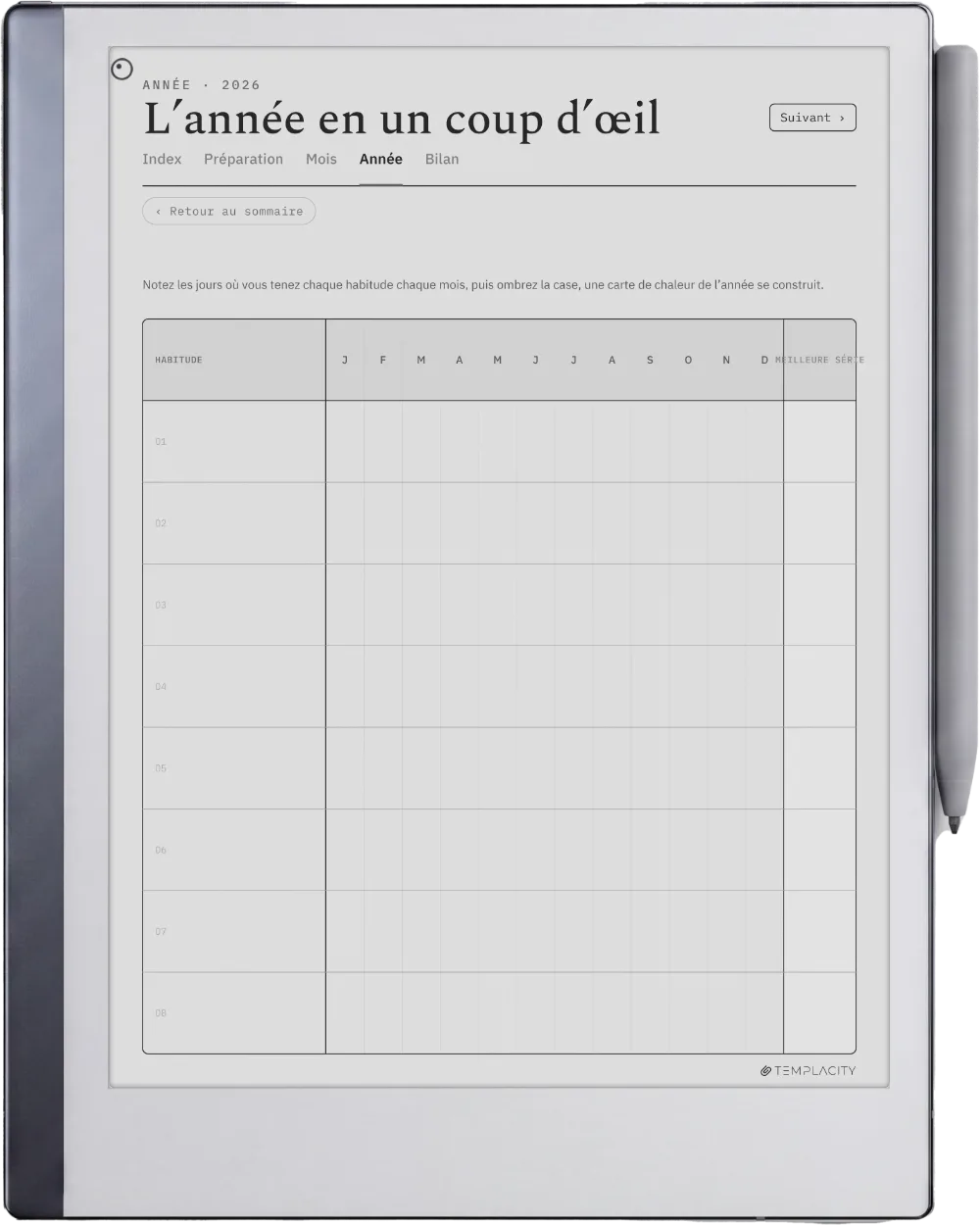 The Planner · Habit Tracker reMarkable 2 page 3