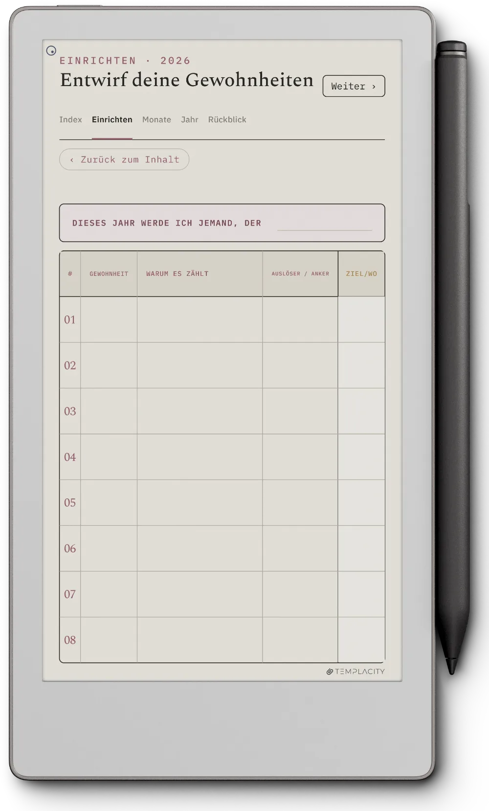The Planner · Habit Tracker reMarkable Paper Pro Move Seite 4
