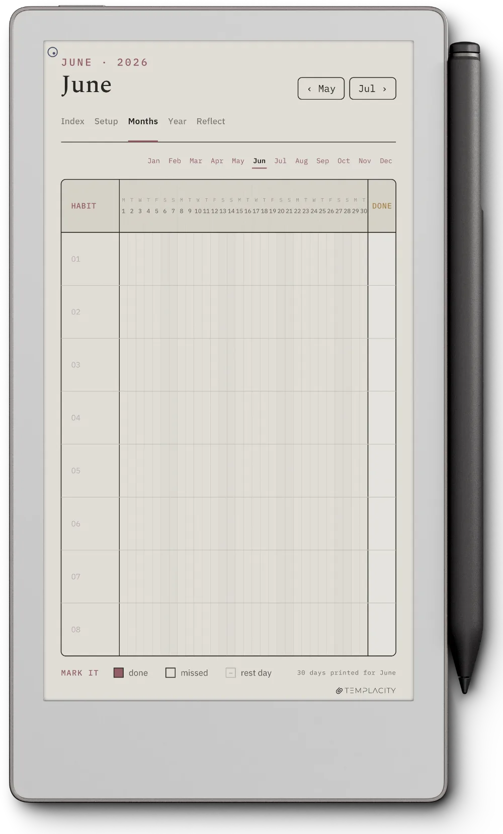 The Planner · Habit Tracker reMarkable Paper Pro Move page 1