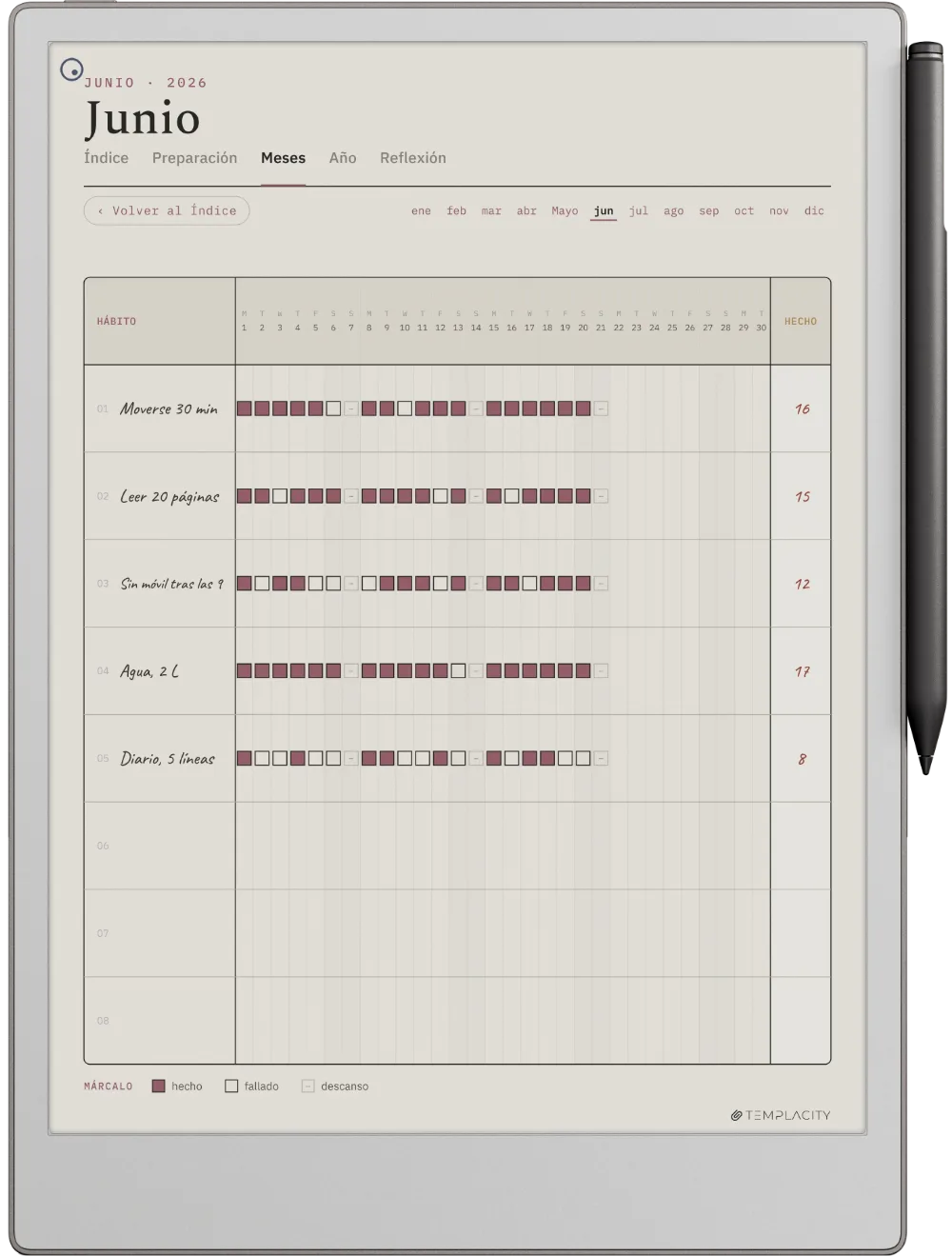 The Planner en el reMarkable Paper Pro