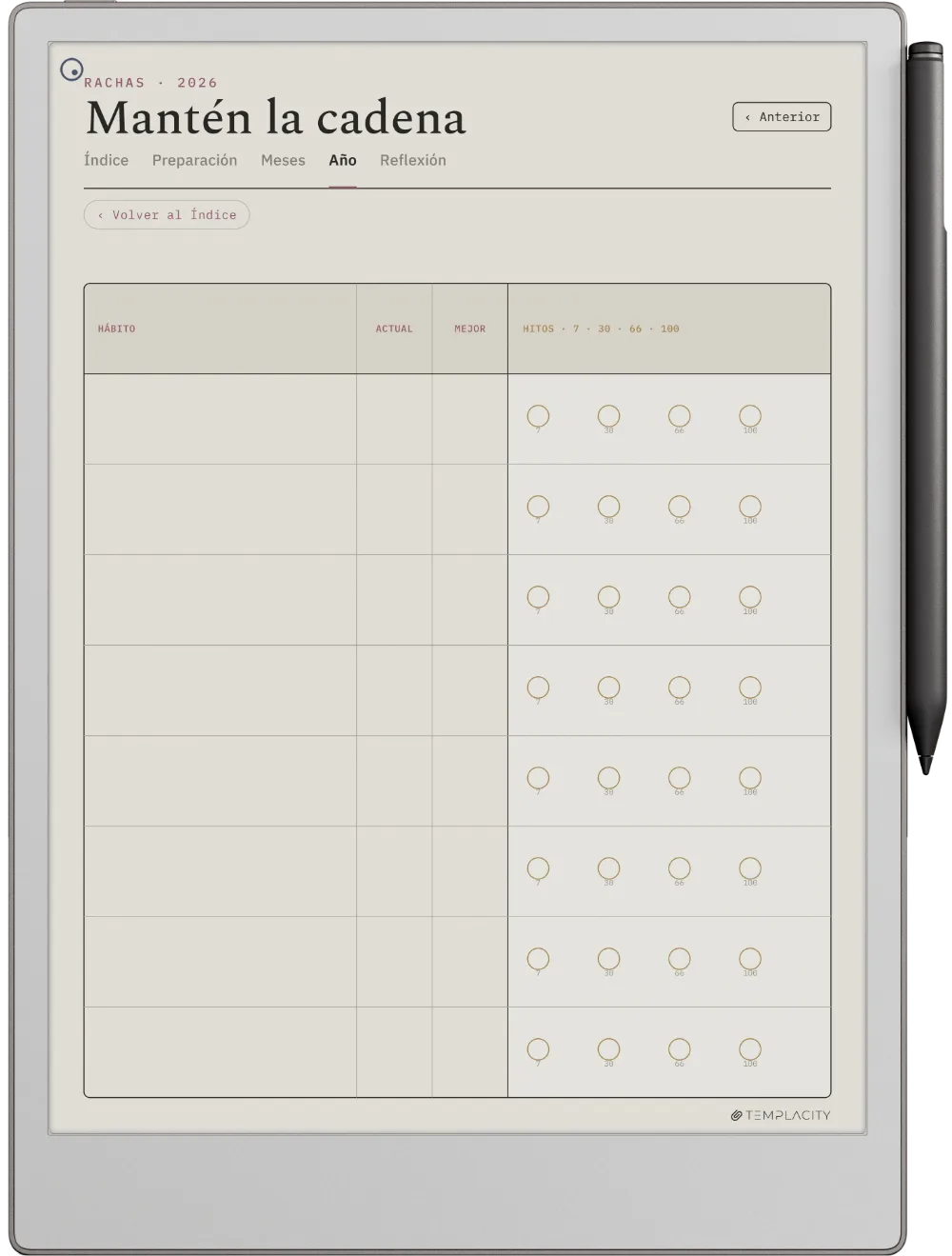 The Planner · Seguimiento de hábitos reMarkable Paper Pro página 2