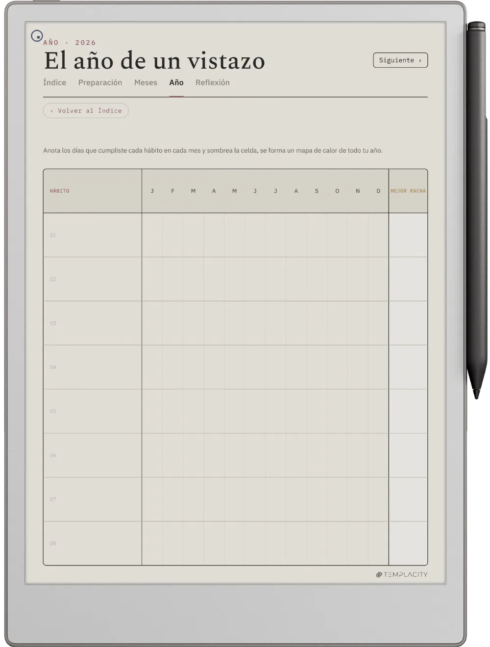 The Planner · Seguimiento de hábitos reMarkable Paper Pro página 3