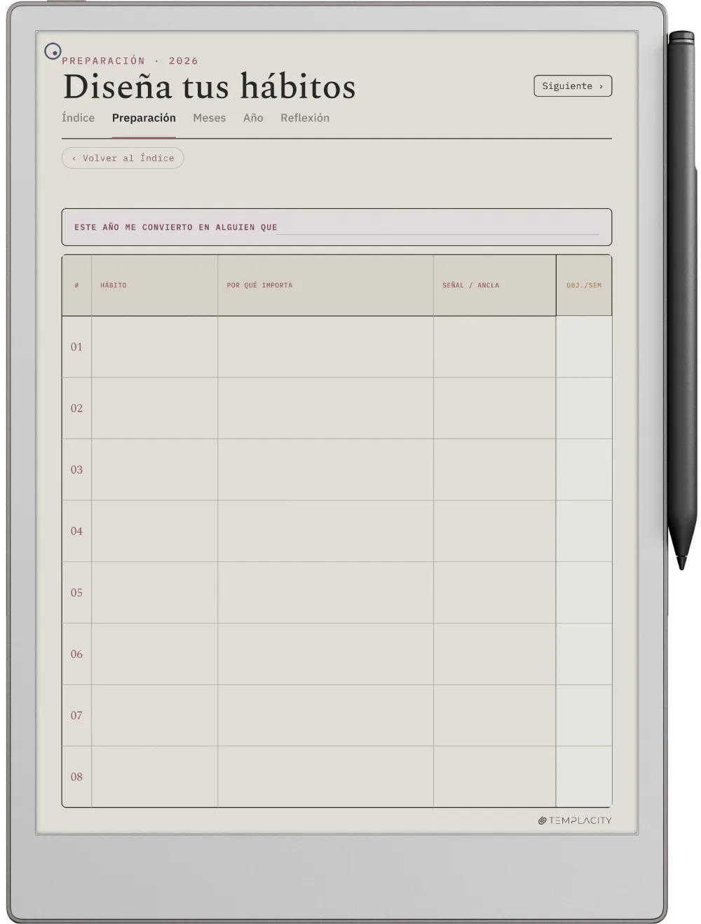 The Planner · Seguimiento de hábitos reMarkable Paper Pro página 4