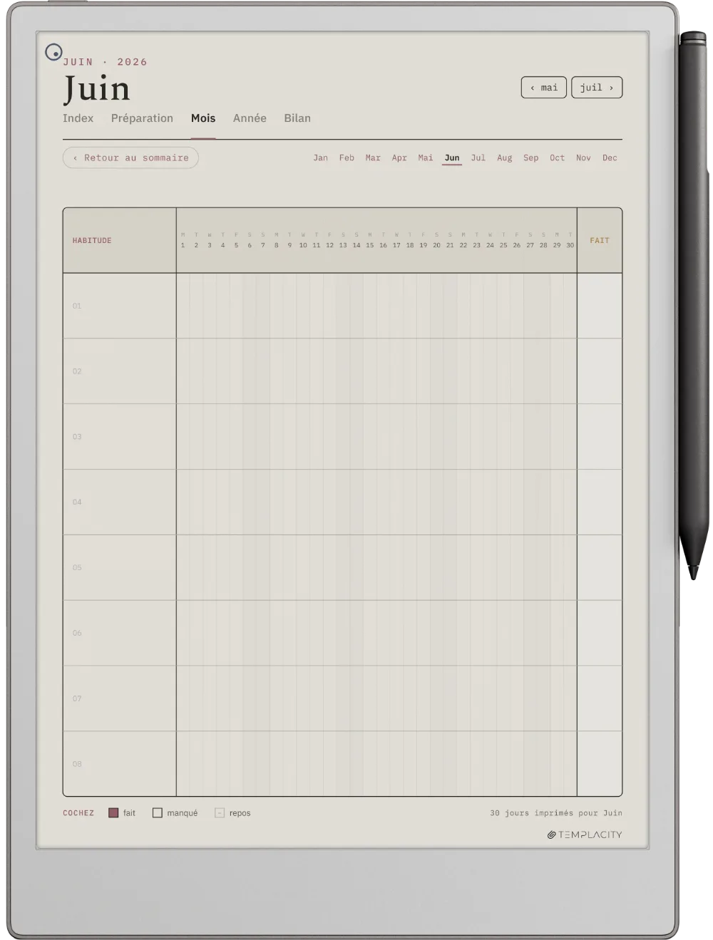 The Planner · Habit Tracker reMarkable Paper Pro page 1