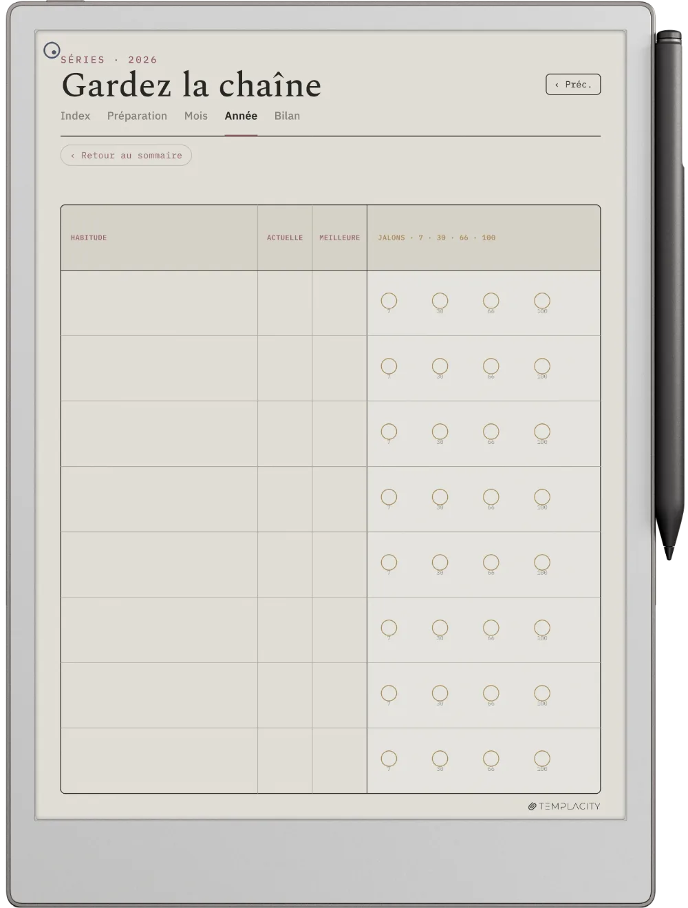 The Planner · Habit Tracker reMarkable Paper Pro page 2